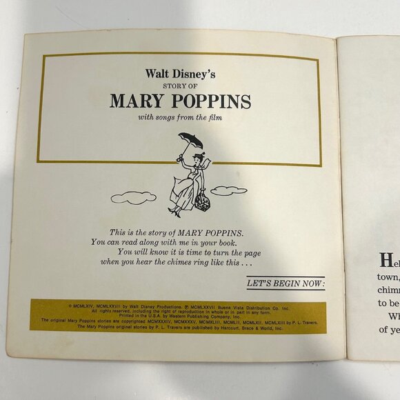 Walt Disney's Story of Mary Poppins 7" 33 1/3 Book and Record 1977 Disneyland 30 - Picture 6 of 6